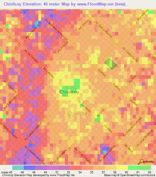 Chivilcoy,Argentina Elevation Map