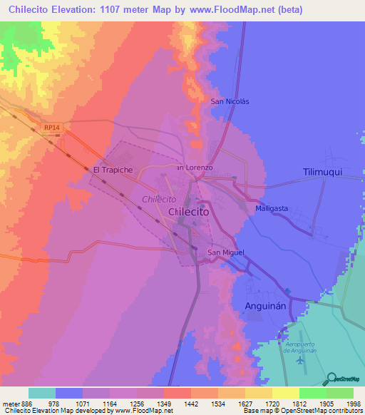 Chilecito,Argentina Elevation Map