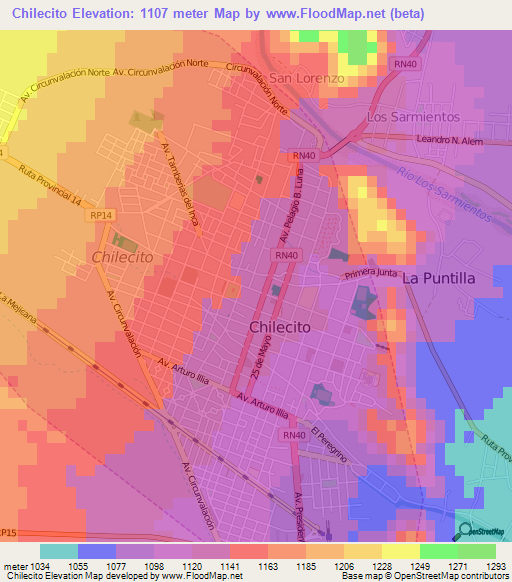 Chilecito,Argentina Elevation Map