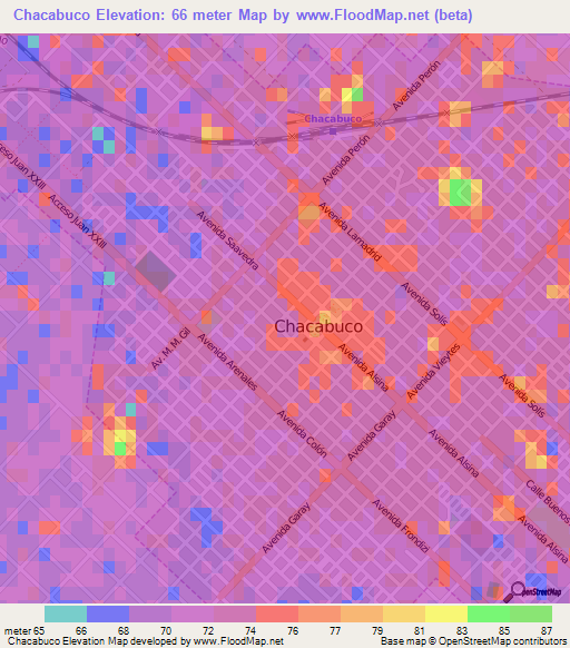 Chacabuco,Argentina Elevation Map