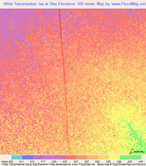 Hillat Tamantashar Isa al Haq,Sudan Elevation Map