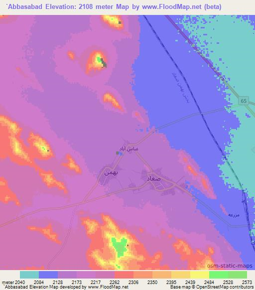 `Abbasabad,Iran Elevation Map