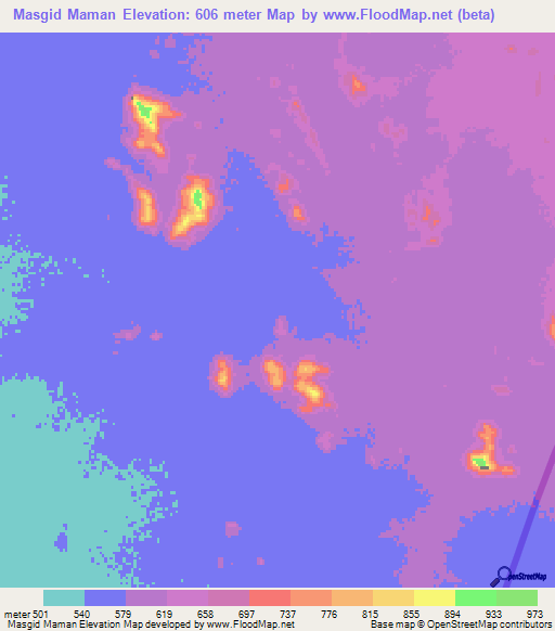 Masgid Maman,Sudan Elevation Map