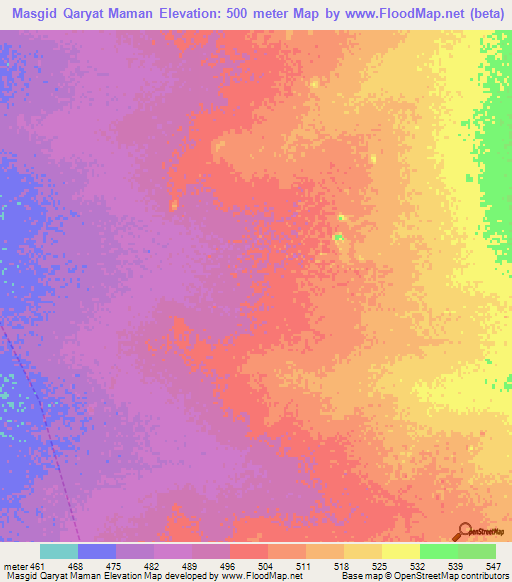 Masgid Qaryat Maman,Sudan Elevation Map