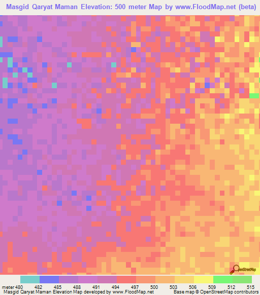 Masgid Qaryat Maman,Sudan Elevation Map
