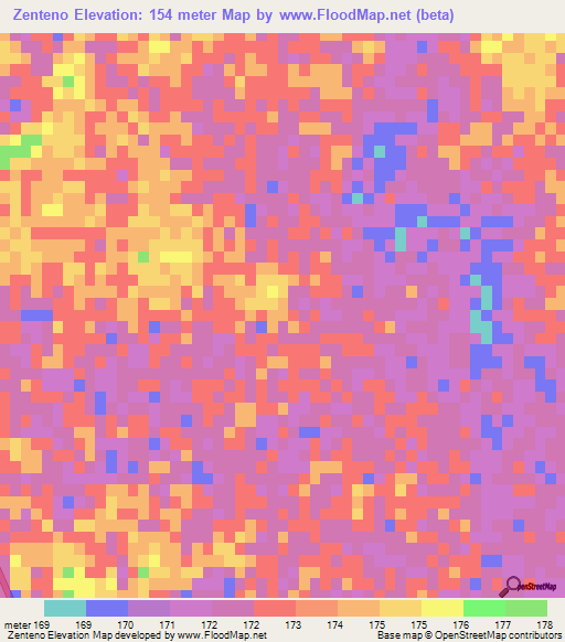 Zenteno,Paraguay Elevation Map