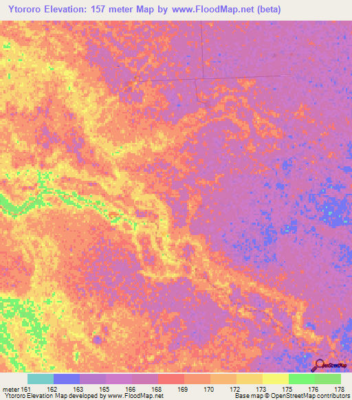 Ytororo,Paraguay Elevation Map