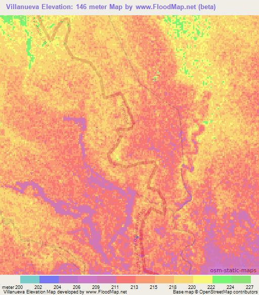 Villanueva,Paraguay Elevation Map