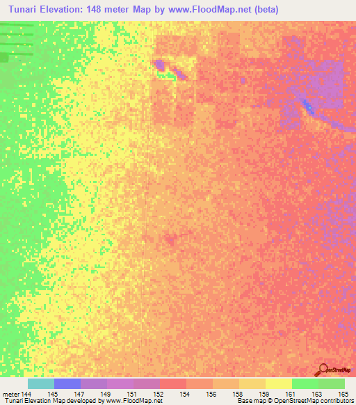 Tunari,Paraguay Elevation Map