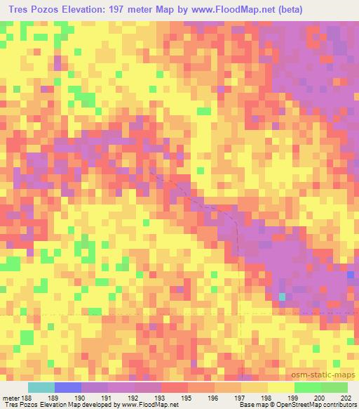 Tres Pozos,Paraguay Elevation Map