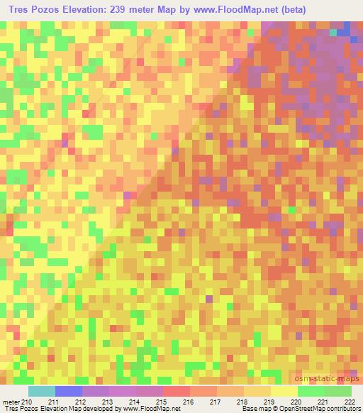 Tres Pozos,Paraguay Elevation Map