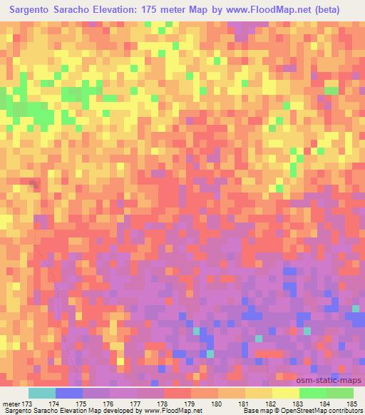 Sargento Saracho,Paraguay Elevation Map