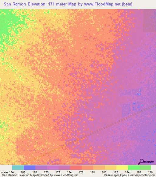 San Ramon,Paraguay Elevation Map