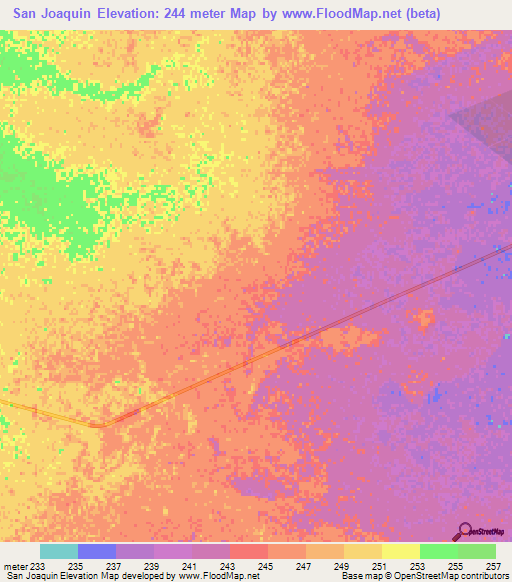 San Joaquin,Paraguay Elevation Map