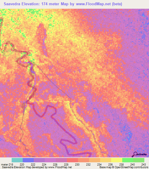 Saavedra,Paraguay Elevation Map