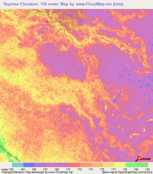 Represa,Paraguay Elevation Map