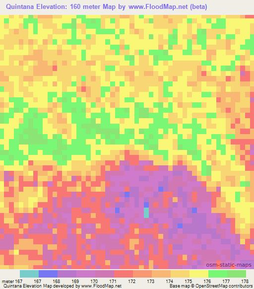 Quintana,Paraguay Elevation Map