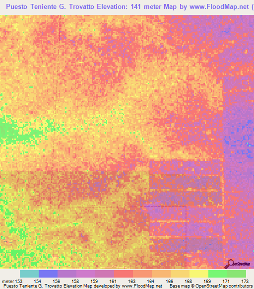 Puesto Teniente G. Trovatto,Paraguay Elevation Map
