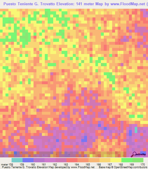 Puesto Teniente G. Trovatto,Paraguay Elevation Map