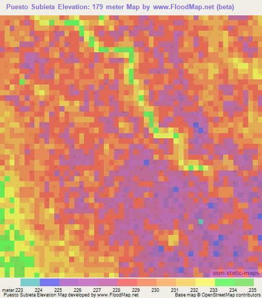Puesto Subieta,Paraguay Elevation Map