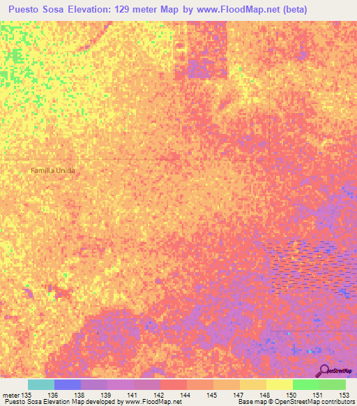 Puesto Sosa,Paraguay Elevation Map