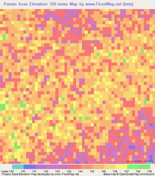Puesto Sosa,Paraguay Elevation Map