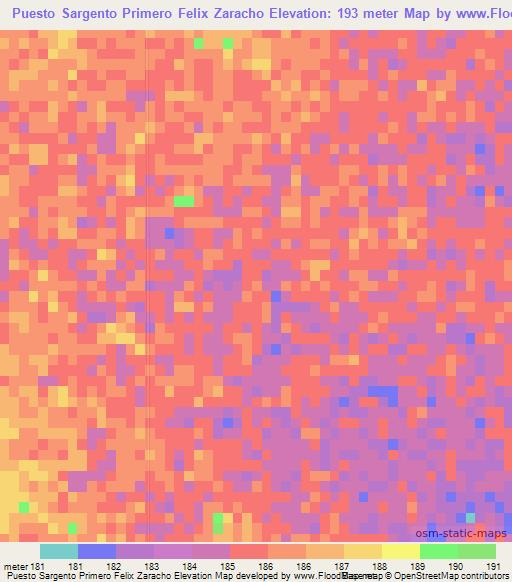 Puesto Sargento Primero Felix Zaracho,Paraguay Elevation Map