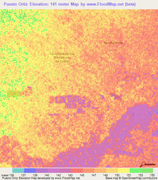 Puesto Ortiz,Paraguay Elevation Map