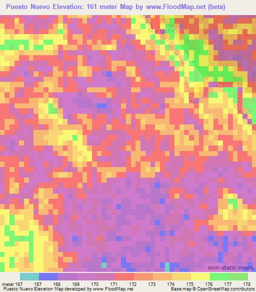 Puesto Nuevo,Paraguay Elevation Map