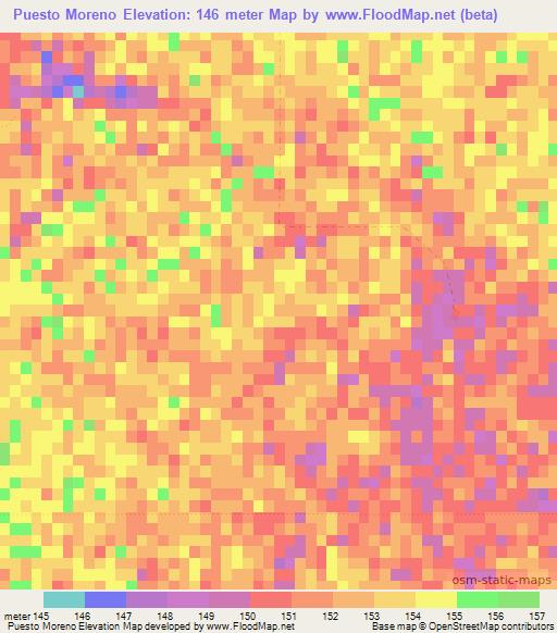 Puesto Moreno,Paraguay Elevation Map