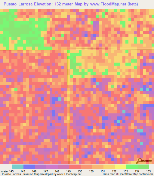 Puesto Larrosa,Paraguay Elevation Map