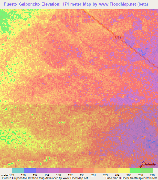 Puesto Galponcito,Paraguay Elevation Map