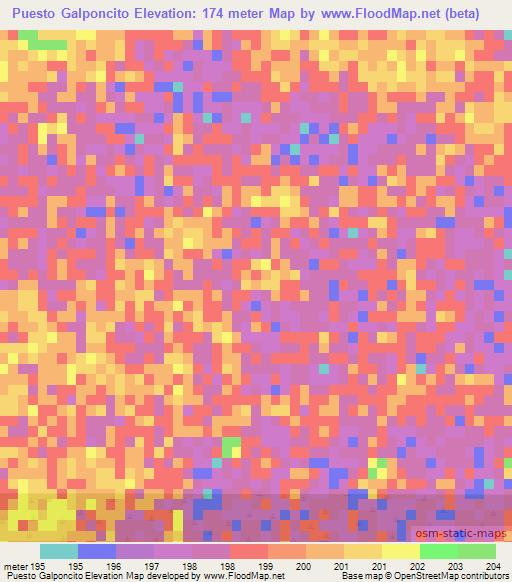 Puesto Galponcito,Paraguay Elevation Map