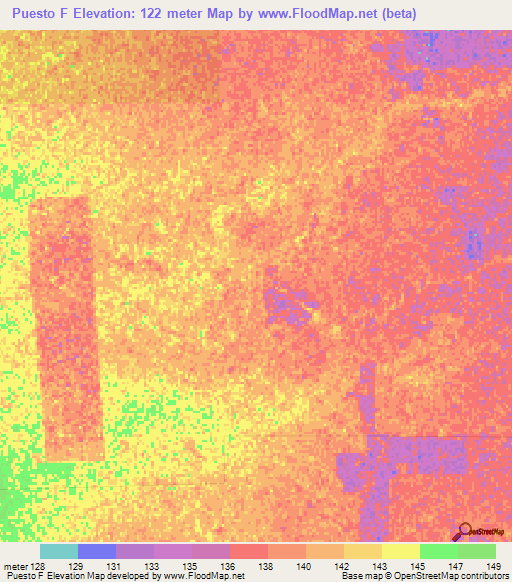 Puesto F,Paraguay Elevation Map