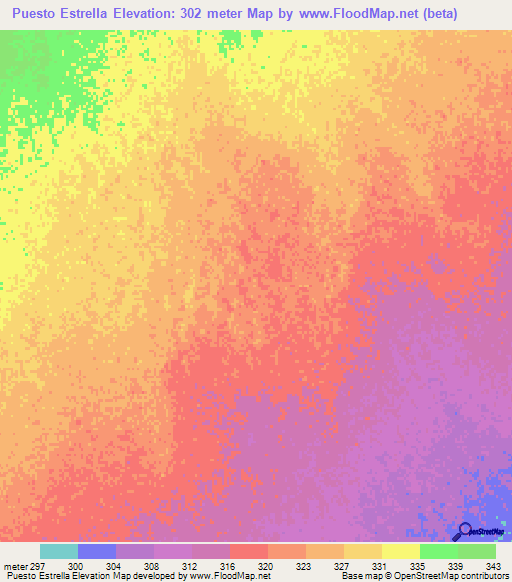Puesto Estrella,Paraguay Elevation Map