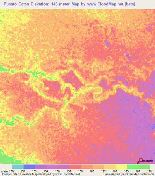 Puesto Catan,Paraguay Elevation Map