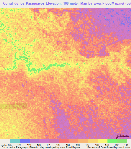 Corral de los Paraguayos,Paraguay Elevation Map