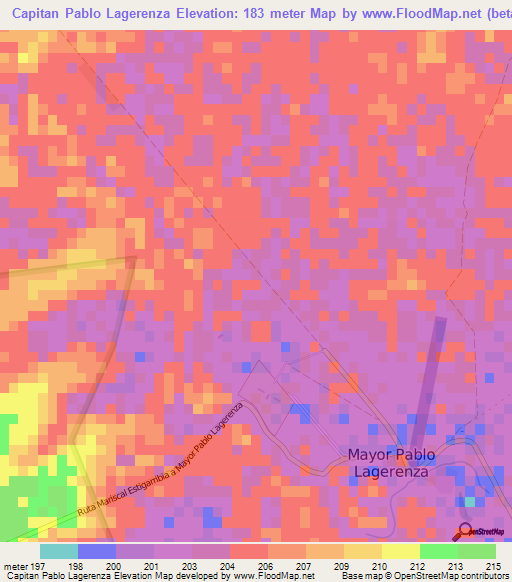 Capitan Pablo Lagerenza,Paraguay Elevation Map