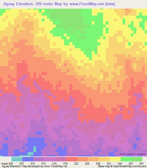 Aguay,Paraguay Elevation Map