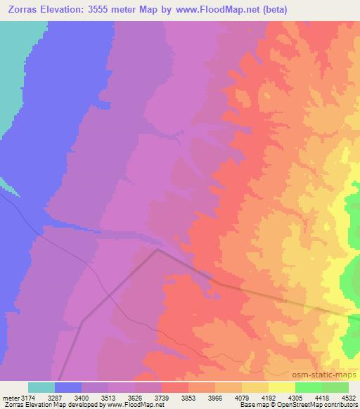 Zorras,Chile Elevation Map