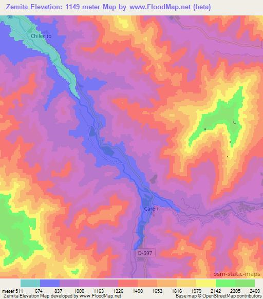Zemita,Chile Elevation Map