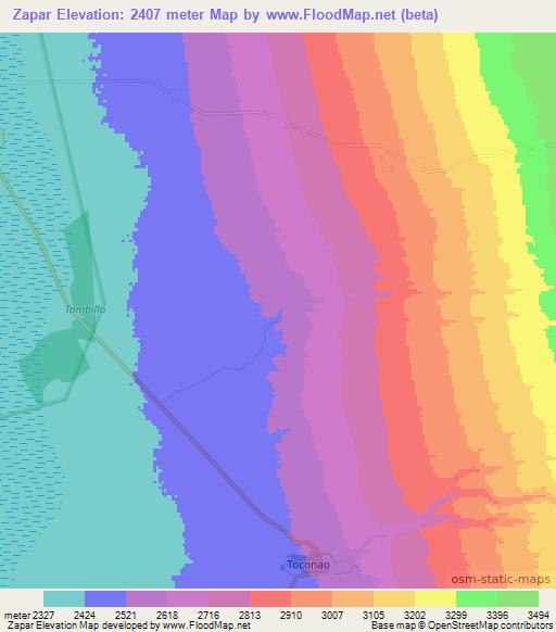 Zapar,Chile Elevation Map