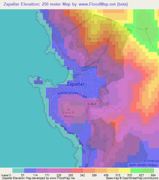 Zapallar,Chile Elevation Map