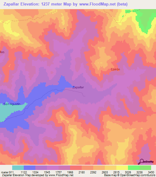 Zapallar,Chile Elevation Map