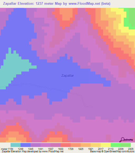 Zapallar,Chile Elevation Map