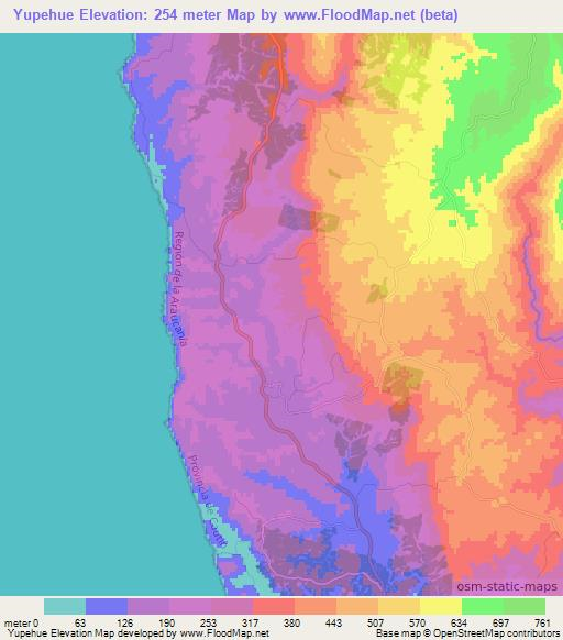 Yupehue,Chile Elevation Map