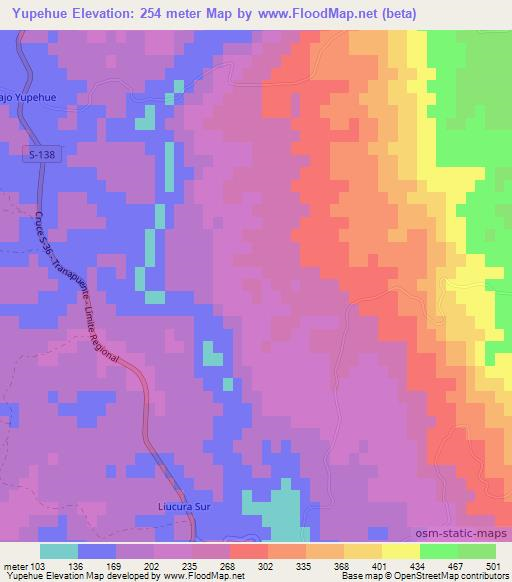 Yupehue,Chile Elevation Map