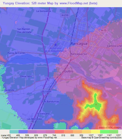 Yungay,Chile Elevation Map