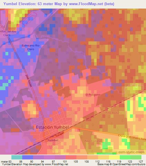 Yumbel,Chile Elevation Map