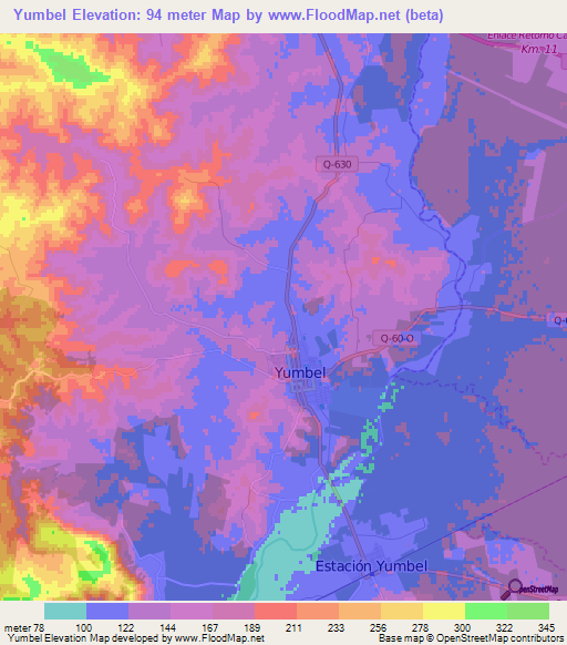 Yumbel,Chile Elevation Map